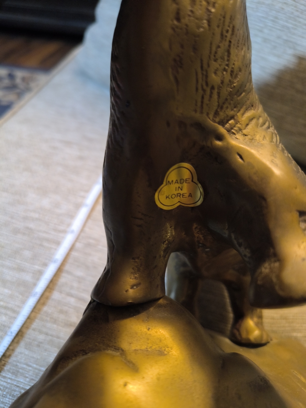 Brass Bear Figurine - Gold Tone Decorative Statue - Picture 4 of 6